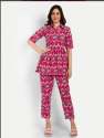 Ladies Casual Wear Printed Co Ord Set With Collar