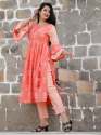 Ladies Orange Cotton Kurti Pant Set thumb 2