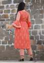 Ladies Orange Cotton Kurti Pant Set thumb 3