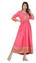 Pink Anarkali Style Rayon Kurti thumb 3
