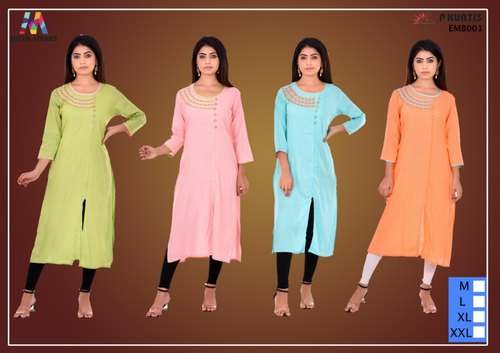 Designer A Line Rayon Kurti by P Kurti