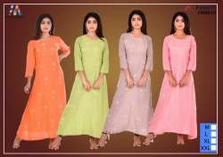 Ladies Casual Long Rayon Kurti EMB014