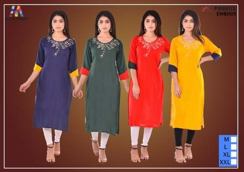 Trendy Embroidered Rayon Kurti