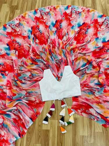 Multi Color Printed Saree With Readymade Blouse by Shree Venkateshwara Trendz