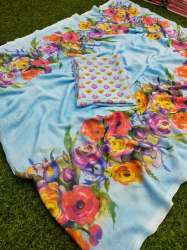 Stylish Flowery Digital Printed Saree 