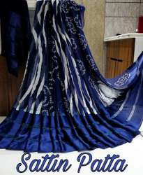 Flowery Printed Georgette With Satin Patta Saree