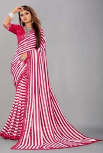 Lining Design Pink Regular Wear Saree  by Vastramall E Commerce