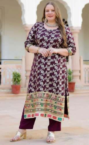 Party Wear Wine Color Banarasi Plus Size Dress  by Meera Creations