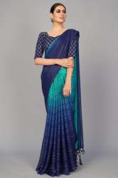 Party wear Shaded Blue Banglori Silk Saree 