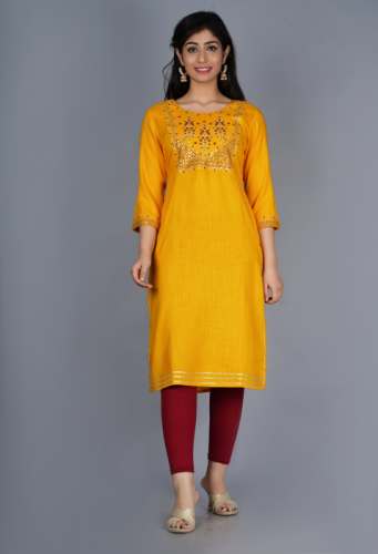 NITVAN Embroidered Rayon Straight Kurti by NITVAN