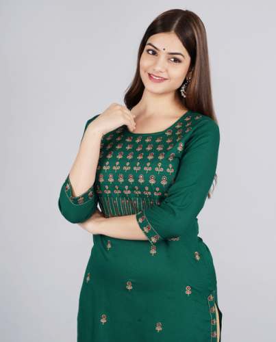 Nitvan Ladies Embroidery Straight Kurti by NITVAN