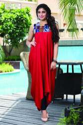 Cowl Style Rayon Long Kurtis