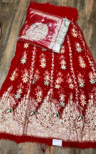 Red Embroidered Rajputi Lehenga by Rani Sahiba Sarees