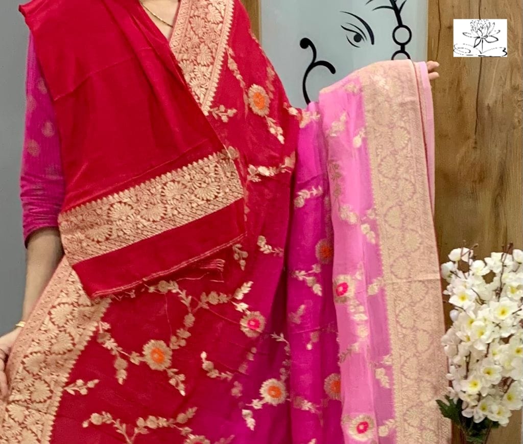 Banarasi dyeble semi georget silk 