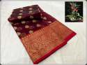 Trendy Kora Muslin Butti Banarasi Saree  thumb 3
