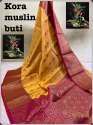 Trendy Kora Muslin Butti Banarasi Saree  thumb 6