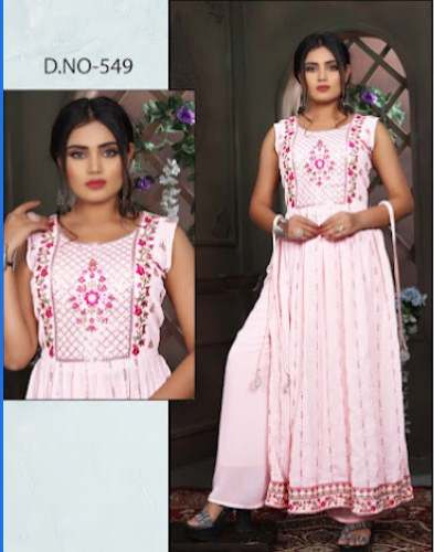 Light Pink Suit With Plain Palazzo Pant by Asif cloth store