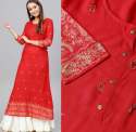 party-wear-red-kurti-with-palazzo-pant-set