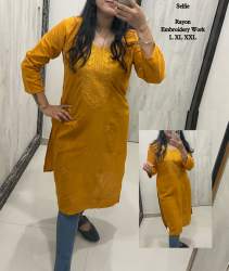 New Collection Rayon Slub Kurti For Women