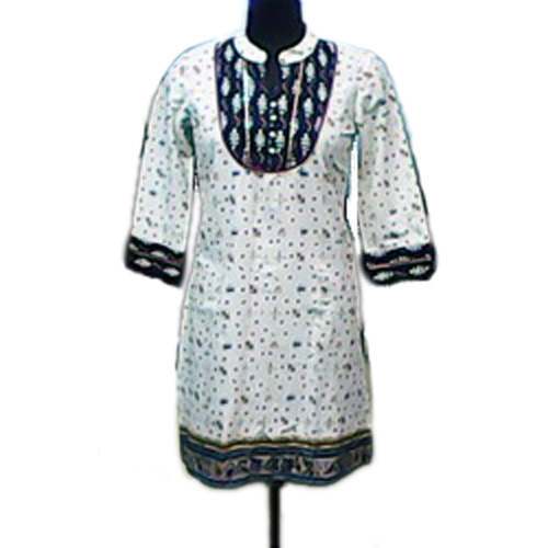 Casual Wear White Cotton Kurti  by Torttoise International