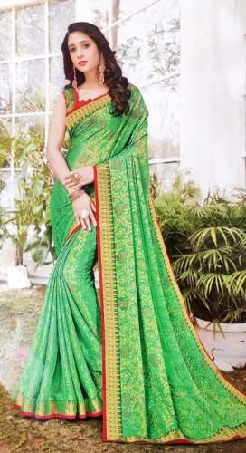 Gorgeous Green Lace Border Saree by RadheKrishna Sarees