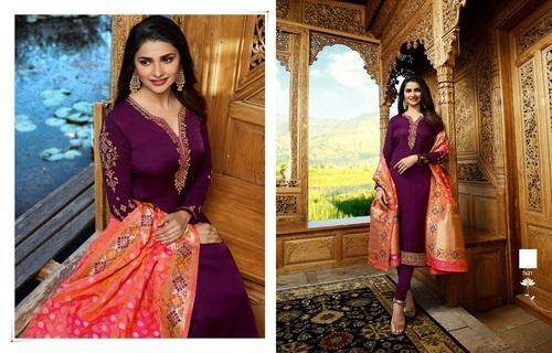 Designer Straight Suit With Silk Dupatta by Shri Balaji Silk Cotton Saree Emporium