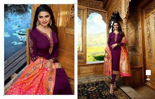 Designer Straight Suit With Silk Dupatta