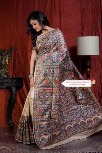 Ghicha Silk Madhubani Printed Saree 