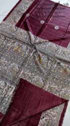 Pure Ghicha Tusser Silk Madhubani Print Saree