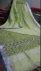 Trendy Cut Work Linen Saree