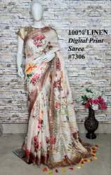 Unique Digital Printed Linen Saree 