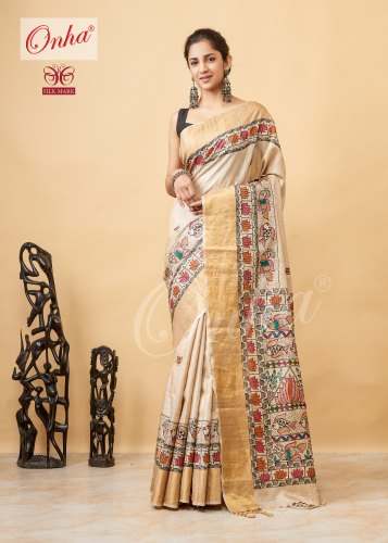 Kalamkari Design Kosa Silk Madhubani Painted Saree by Onha