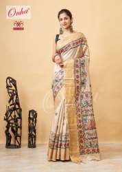 Kalamkari Design Kosa Silk Madhubani Painted Saree
