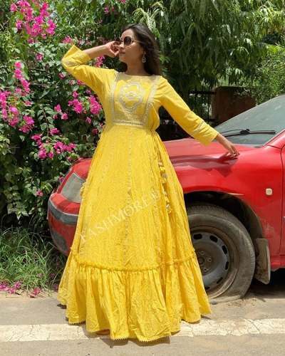 Cotton Long Anarkali Kurti for Ladies by Fashmore