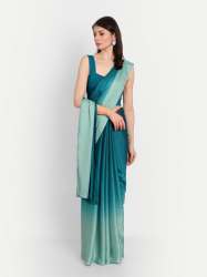 Blue Light To Dark Ombre Satin Saree