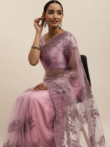 Designer Net Embroidered Saree-1456