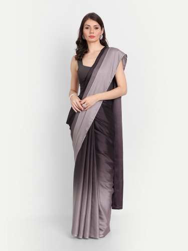 Fancy Stylish To Dark Ombre Satin Saree