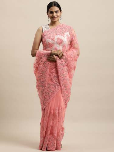 Heavy Self Thread Net Embroidered Saree-957