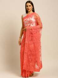 Thread Work Net Embroidered Saree -1436
