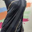 New Collection Black Plain Saree For Women thumb 1