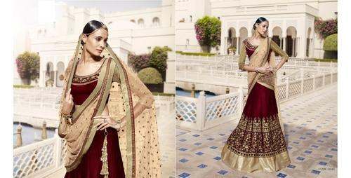 Maroon Embroidered Beautiful Lehenga by Brijraj Fashion Pvt Ltd