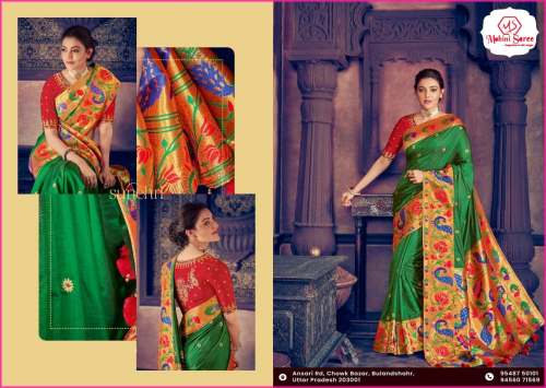 Wedding Wear Green Paithani Silk Saree by Mohini Saree