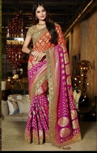 Border work saree at wholesale by Parvathi Enterprises