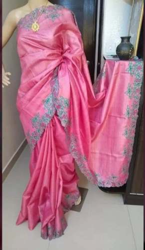 Pretty Pink Cut work Party Wear Saree 