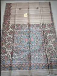 Tussa Ghicha Silk Hand Painted Madhubani Saree 