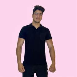 Black Cotton Collar T-Shirt