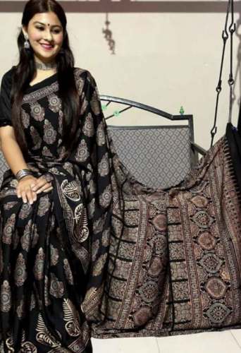 New Ajrakh Model Print Saree For Women