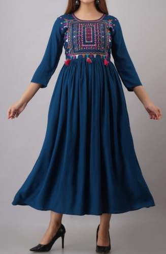 New Collection Blue Embroidery Kurti For Women by Panna Ladies Corner