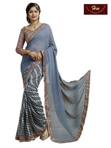 Party Wear Printed Sarees by H M Bridal Lehenga