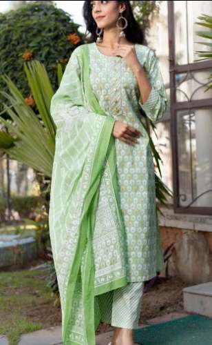 Cotton Printed 3 pics set Kurtis pant and dupatta 
